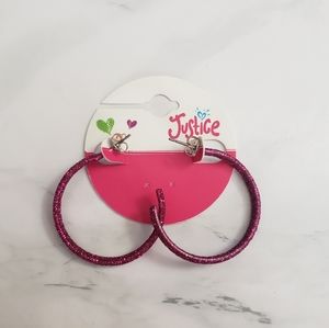1.5 inch pink glitter hoops